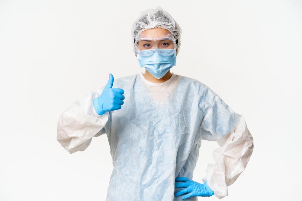 Nurse wearing protective mask and PPE