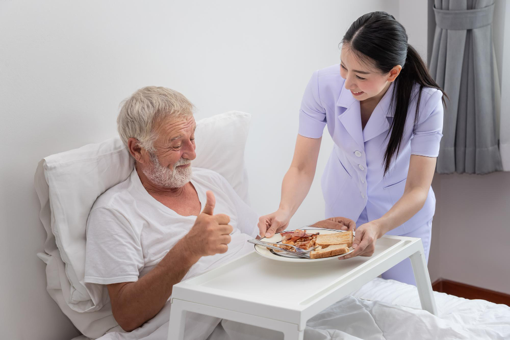 Caregiver preparing a healthy meal
